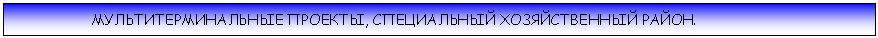 Tekstikehys:               МУЛЬТИТЕРМИНАЛЬНЫЕ ПРОЕКТЫ, СПЕЦИАЛЬНЫЙ ХОЗЯЙСТВЕННЫЙ РАЙОН.                         
